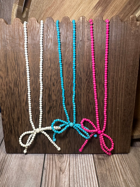 Western Colored Stone Bow Necklace
