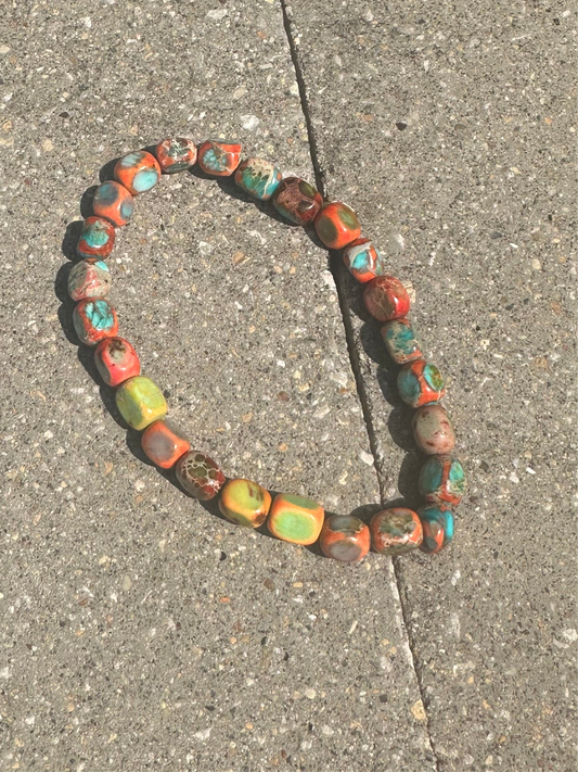 turquoise x spiny oyster stretch bracelet