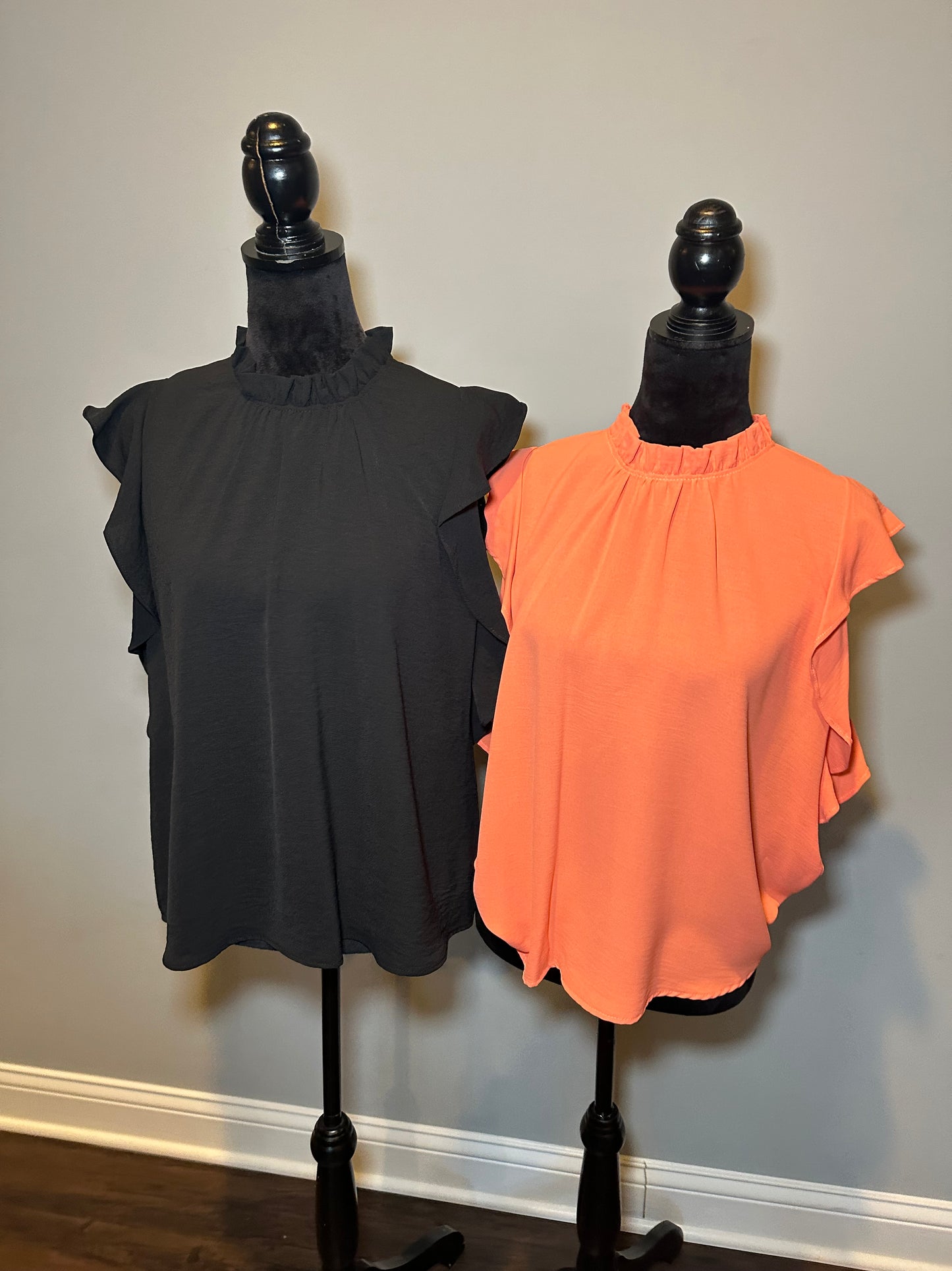 Ruffle Neck Solid Blouse *5COLORS