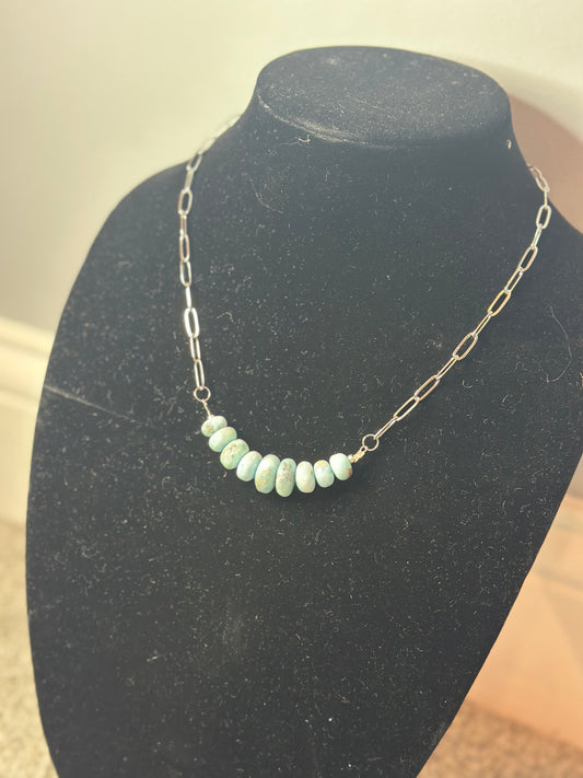 large larimar paper clip chain necklace