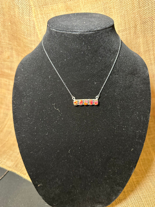 Handmade Sterling Silver Pink Dream Mojave Bar Necklace