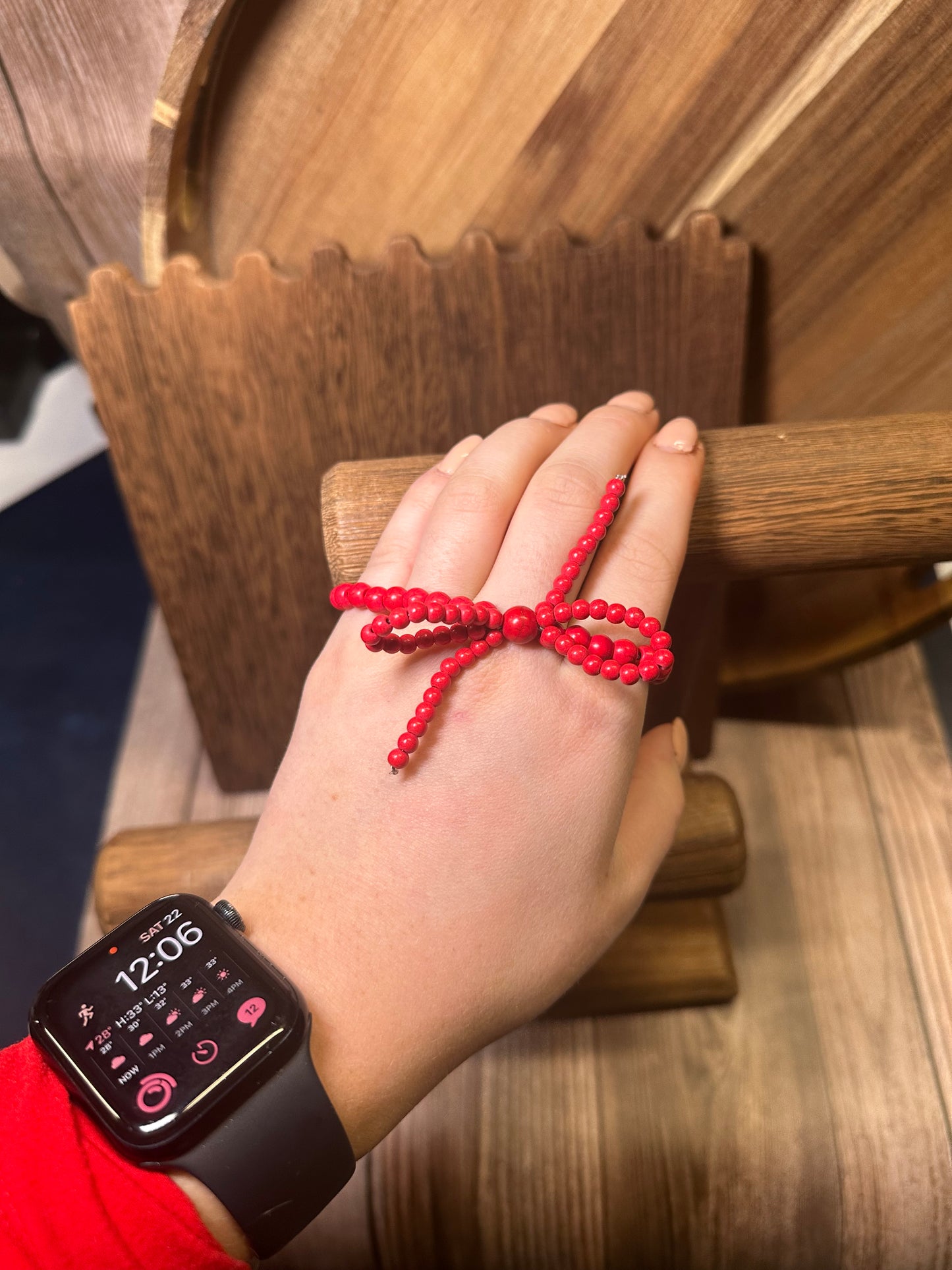 Colored Stone Bow Stretch Bracelet