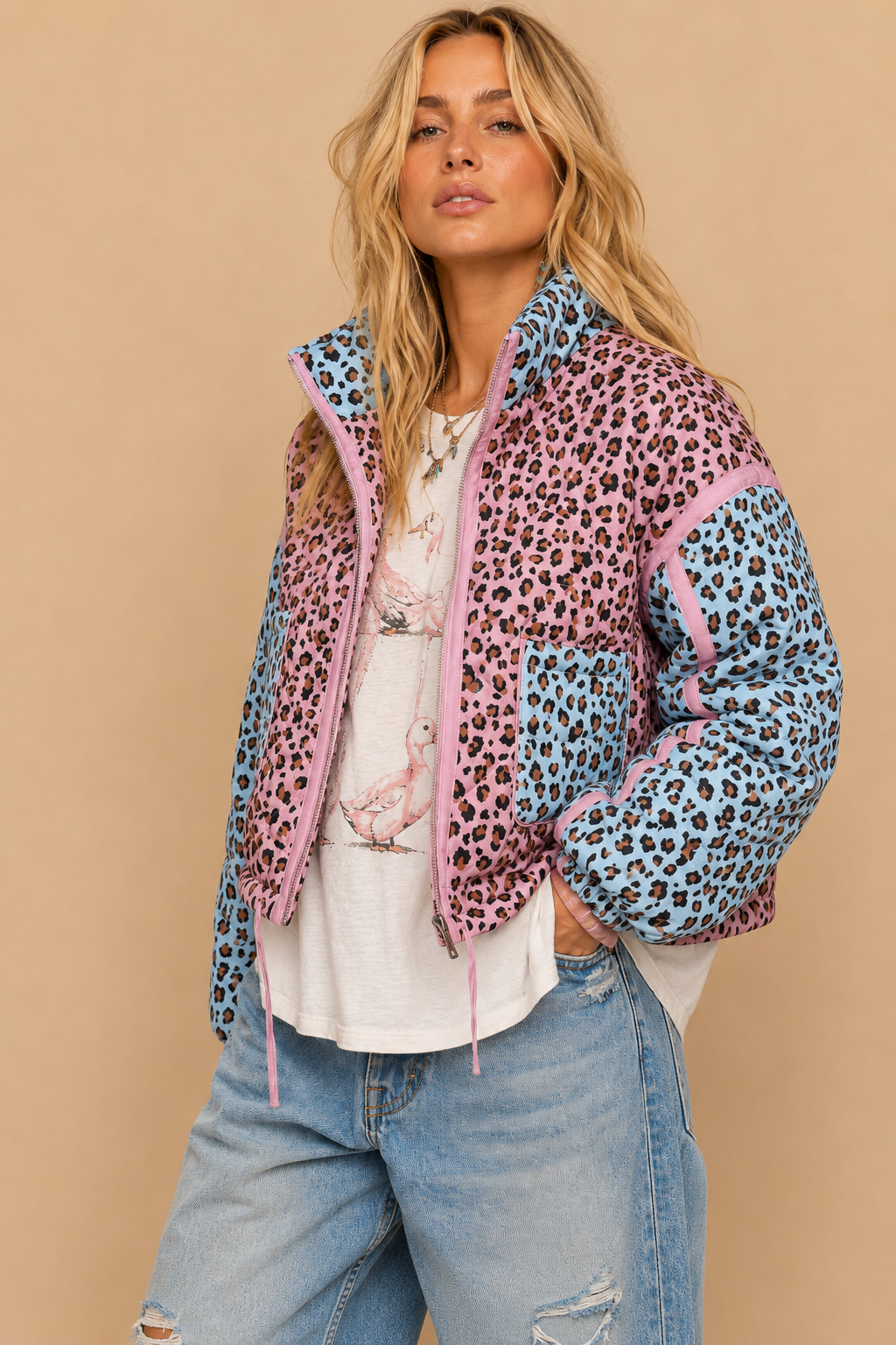 The Wild Side Colorblock Puffer Jacket