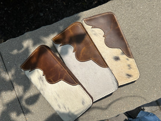 Cowhide Leather Slim Long Wallet for Men's Genuine Leather Wallets