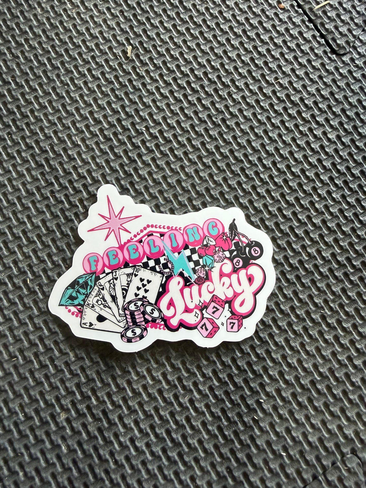 feeling lucky die cut sticker