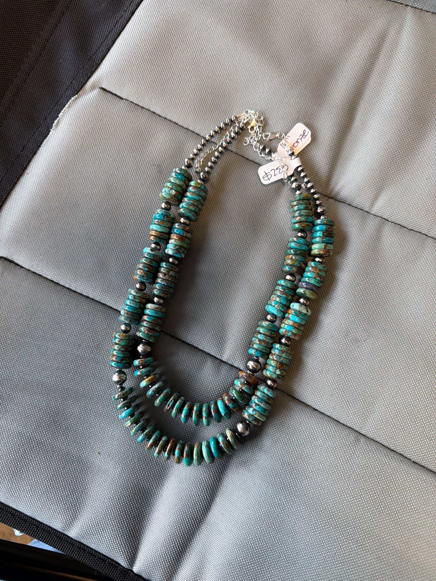 4-8mm turquoise x bronze necklace