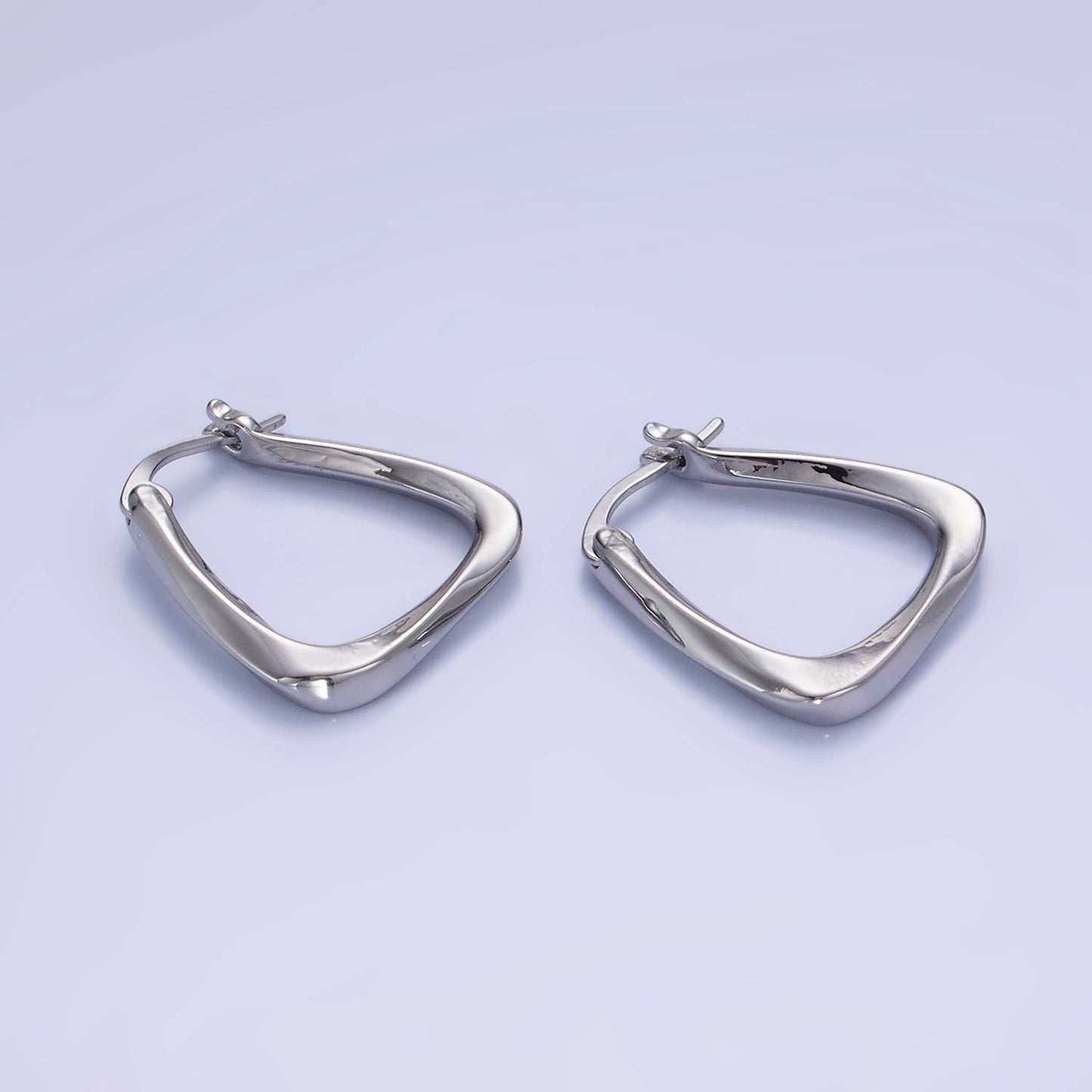 Gold Filled Twisted Edged Triangle Latch Hoop Earrings