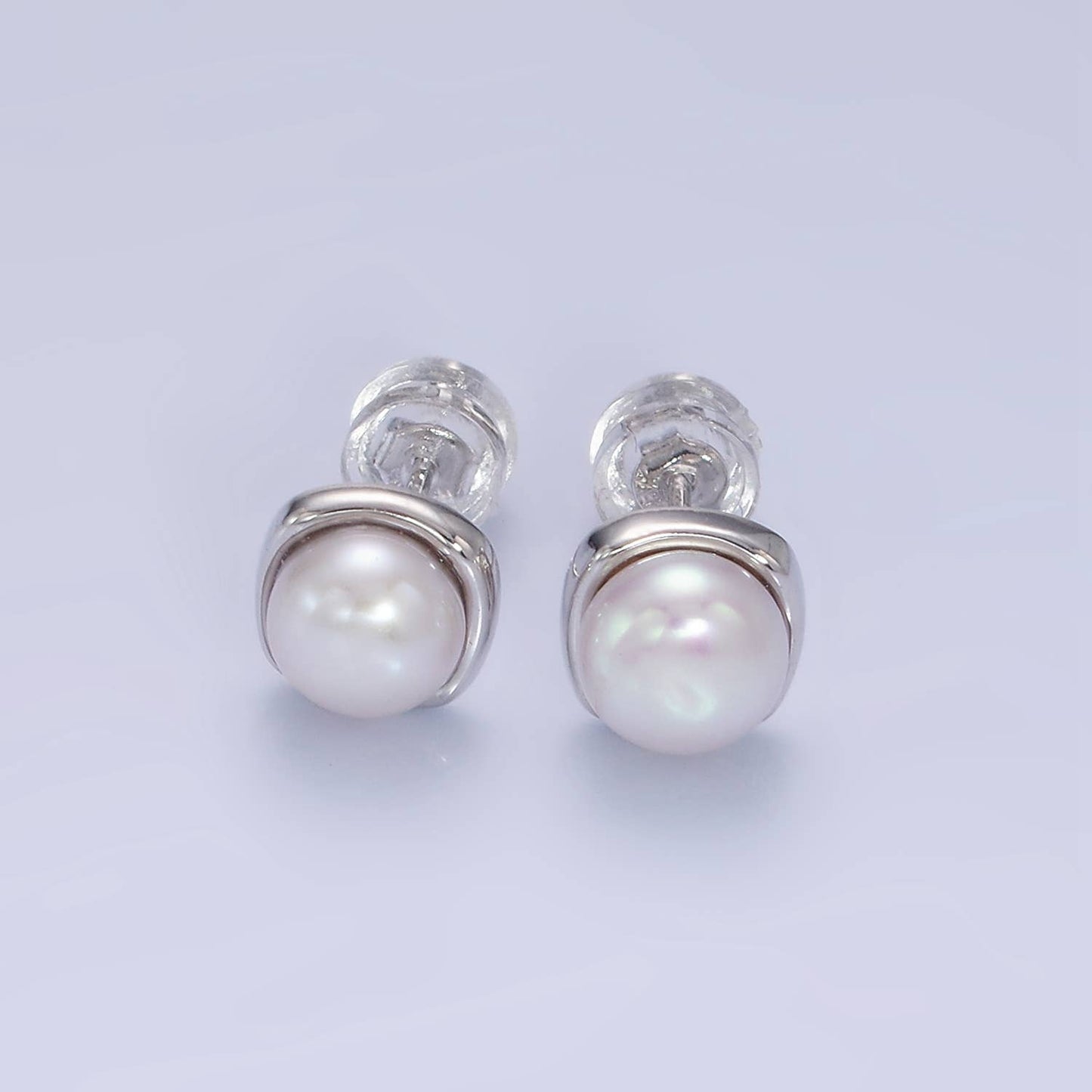 Gold Filled White, Pink, Purple Pearl Stud Earrings