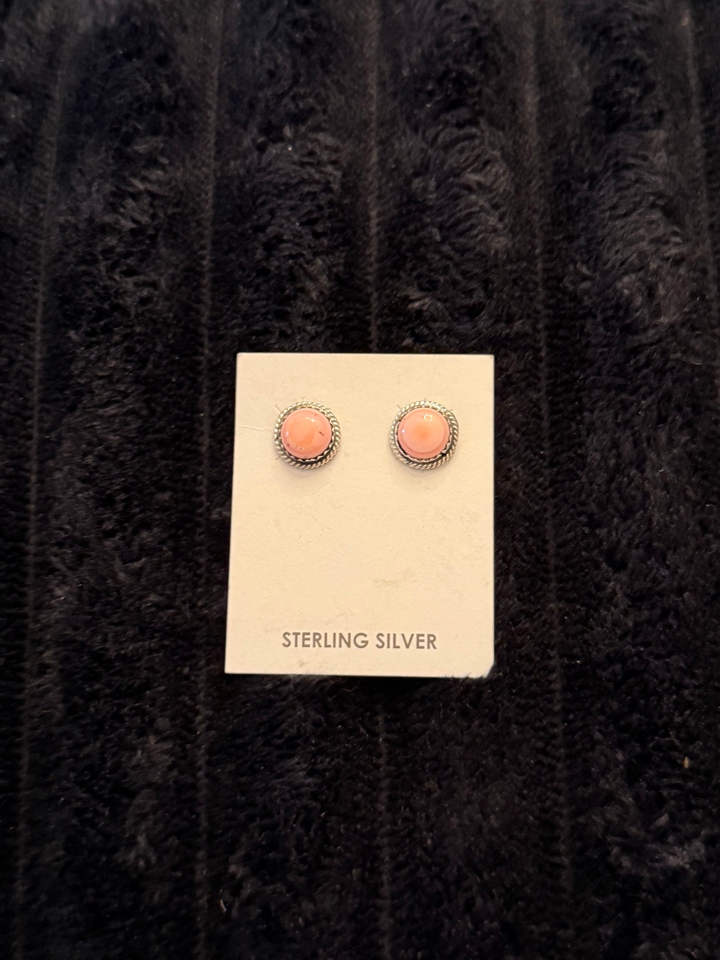 Navajo Handmade Pink Conch Earrings - Bucky Belin