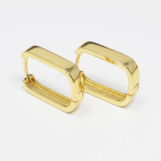 Gold Filled Hoop Earrings, Classic Oval Hoops in Gold w/ Click Lock Closure Lightweight Tube Minimalist Earrings U Shaped Hoops