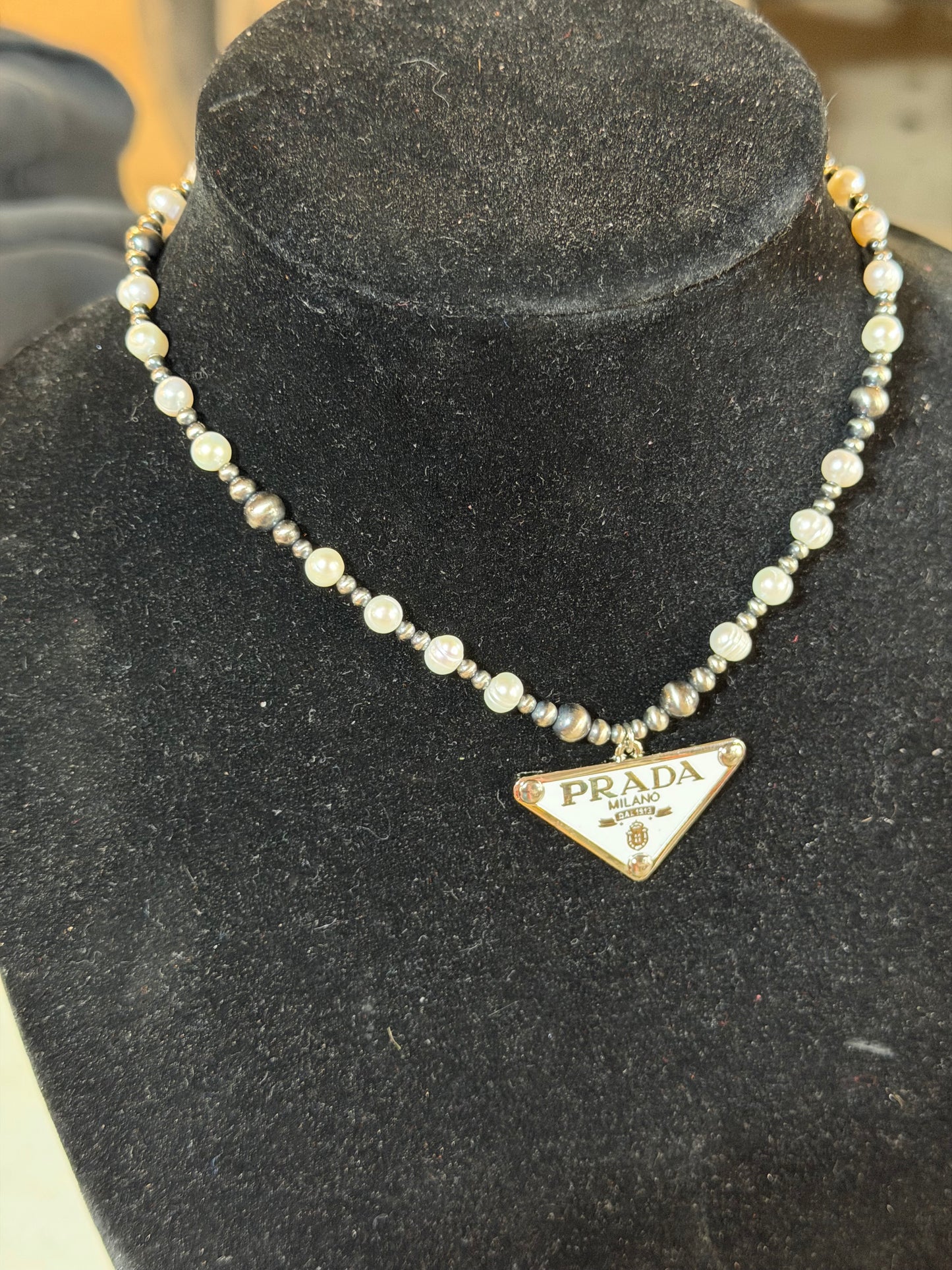 Freshwater pearl x PRADA necklace
