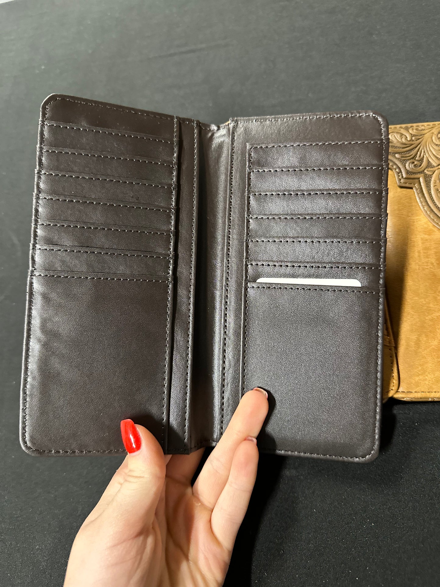 Embossed Floral Men's Bifold Long PU Leather Wallet