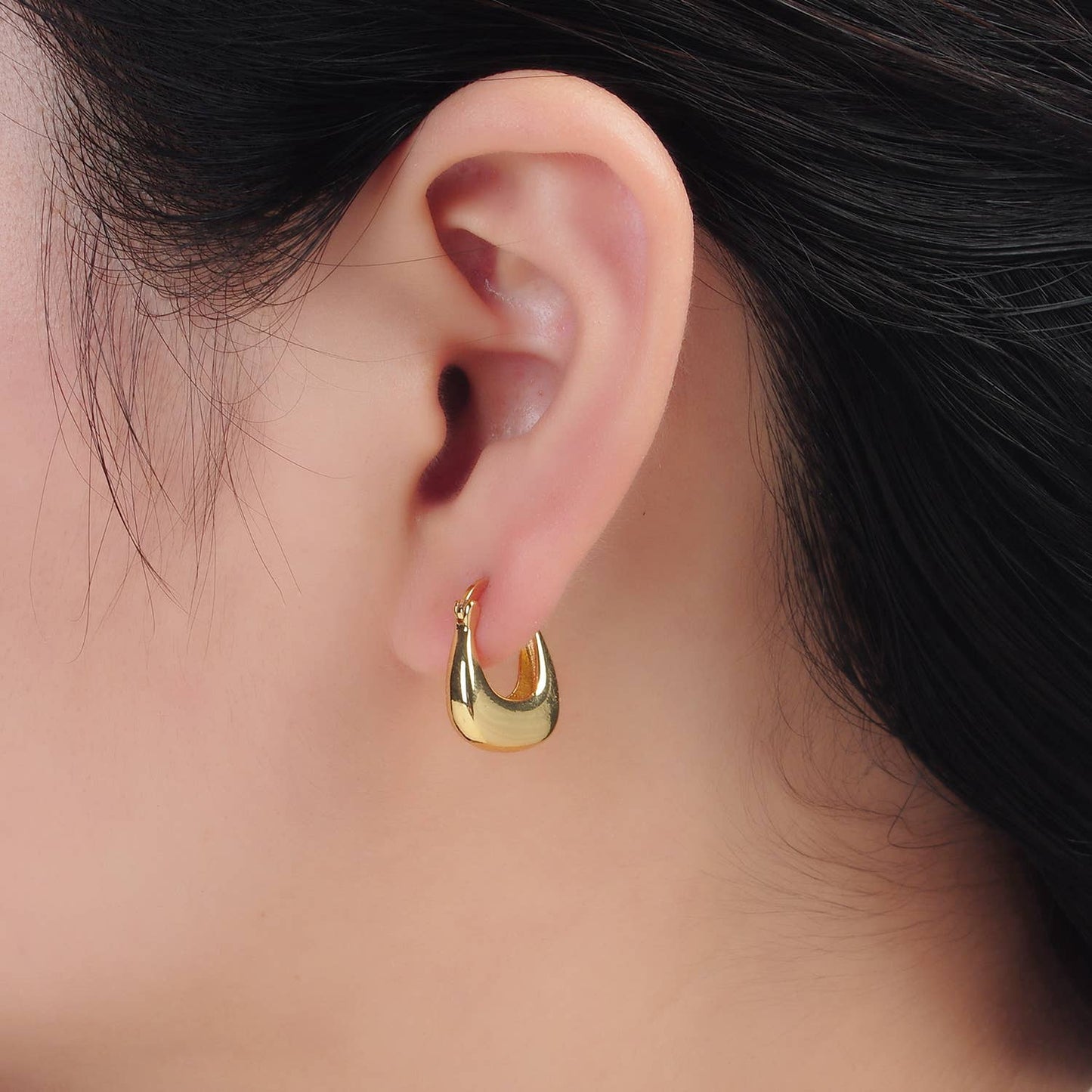 Gold Filled Dome Square Latch Hoop Earrings | T-211