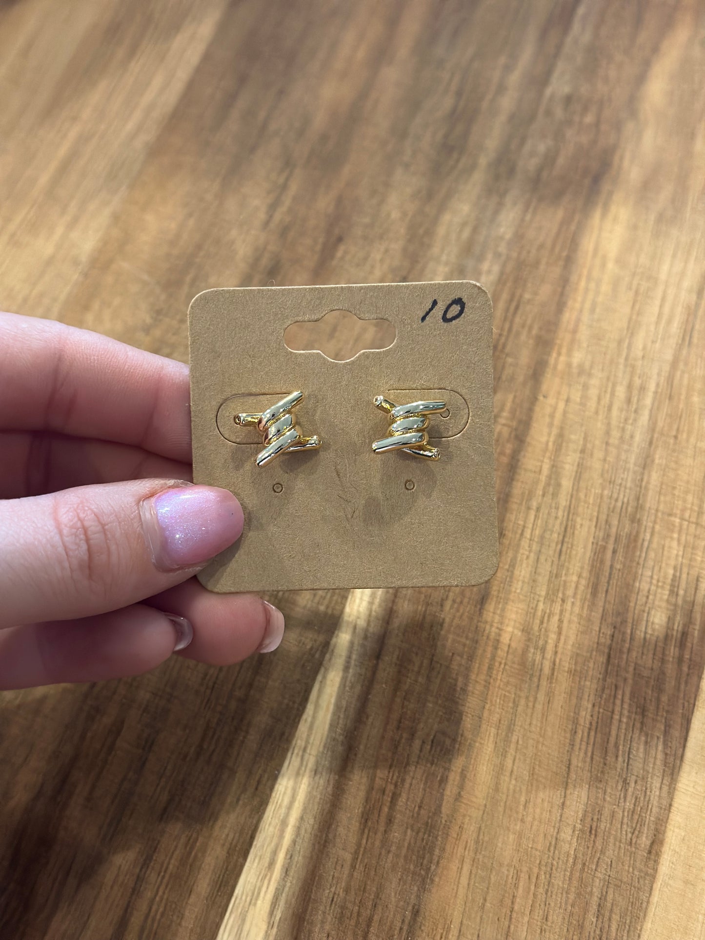 Gold Filled Twist Band Minimalist Stud Earrings | V539