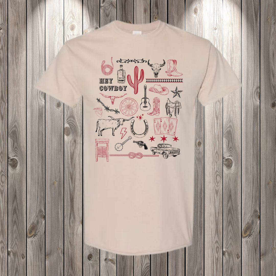Hey Cowboy Collage Tshirt