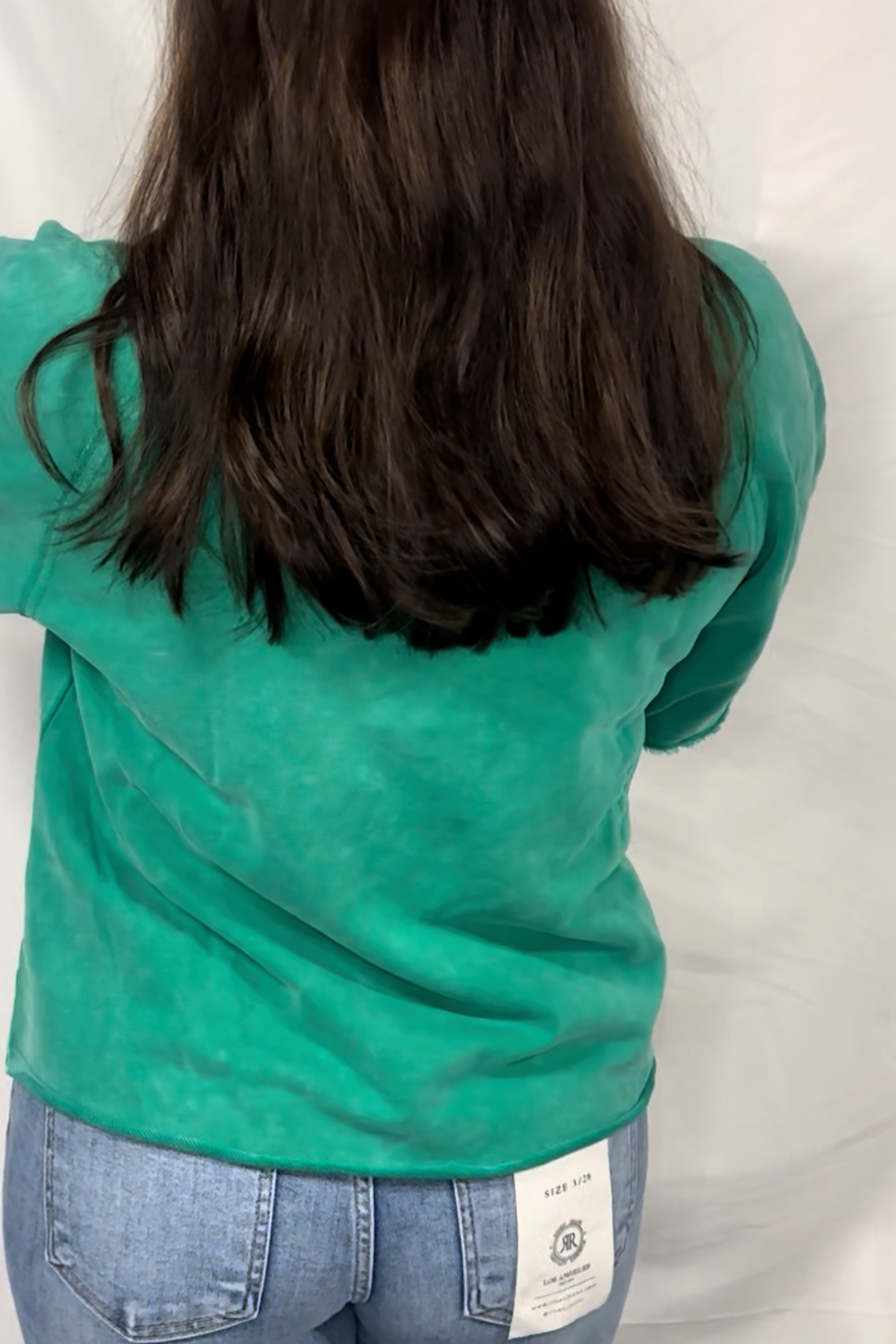 washed 3/4 sleeve top - stripe detail