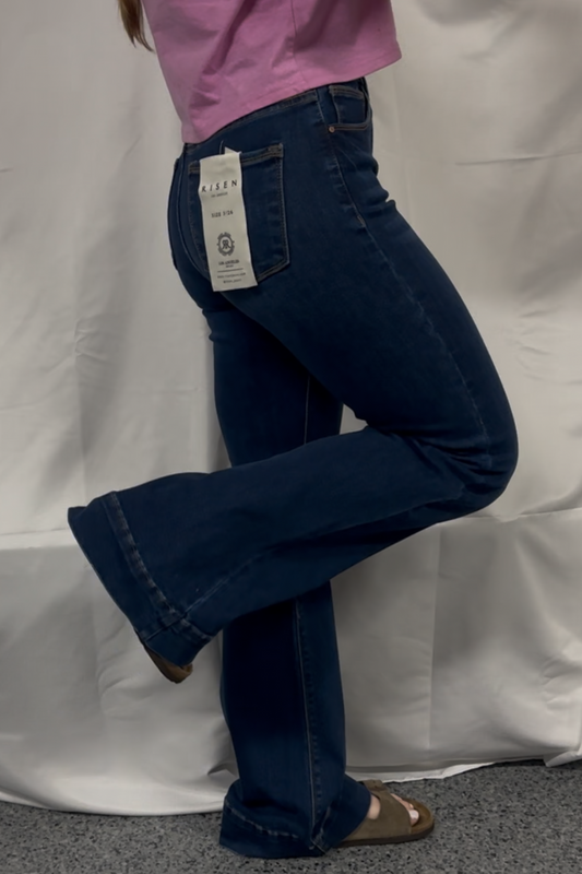 High Rise Flare Elastic Band Jeans