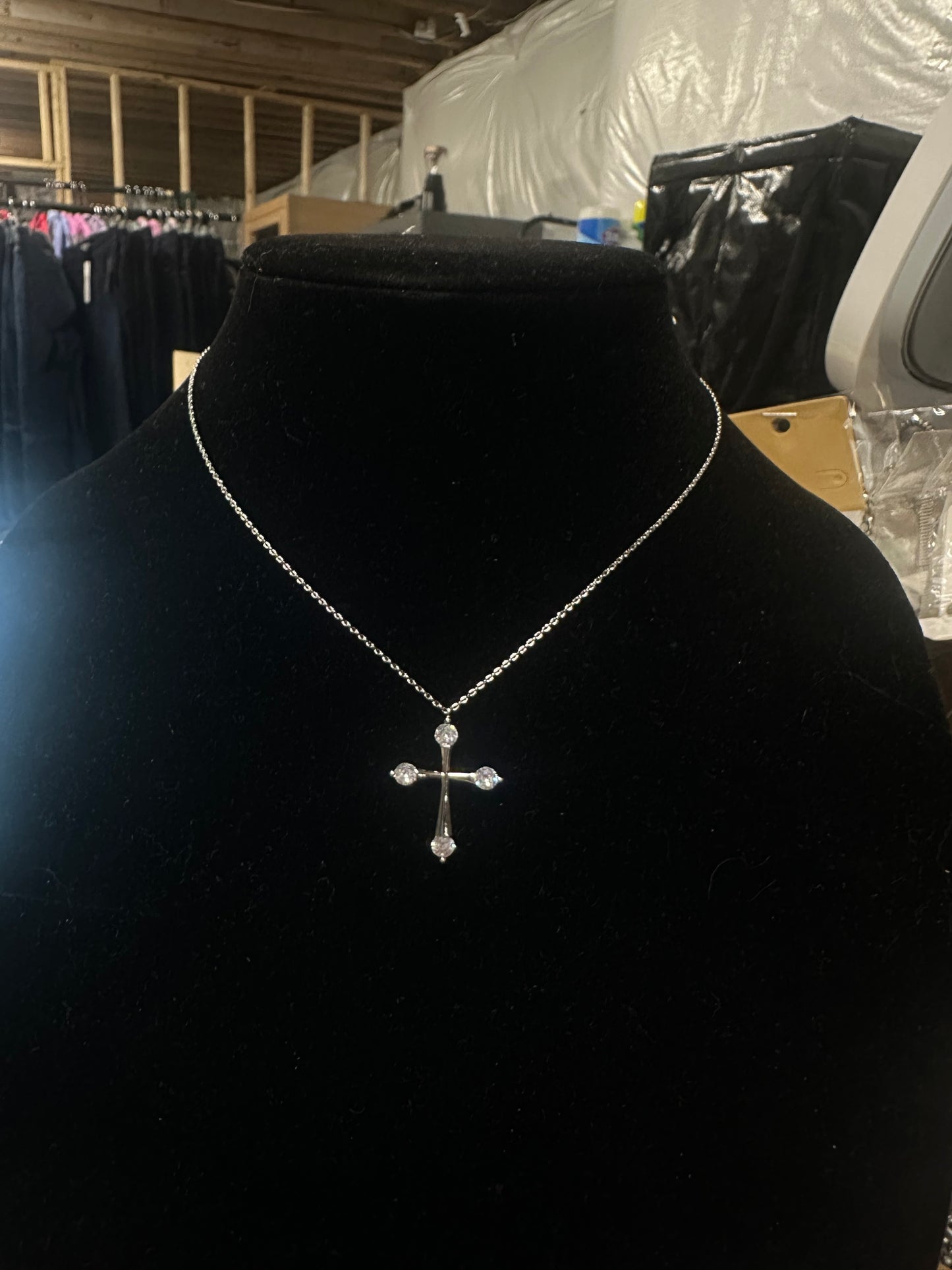 CZ Cross Pendant Necklace