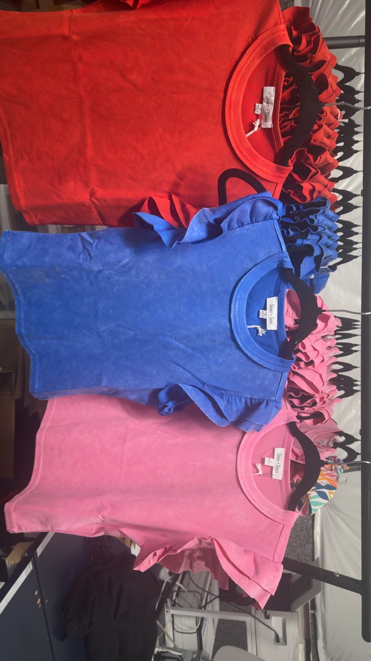 MINERAL WASHED RUFFLE SLEEVE TOP *5COLORS