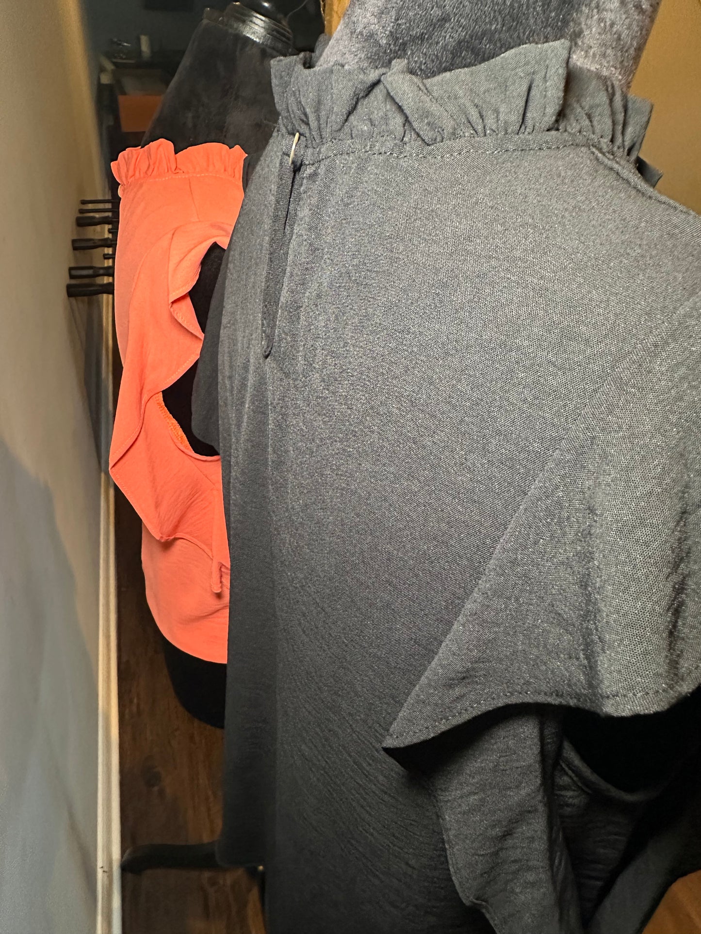 Ruffle Neck Solid Blouse *5COLORS
