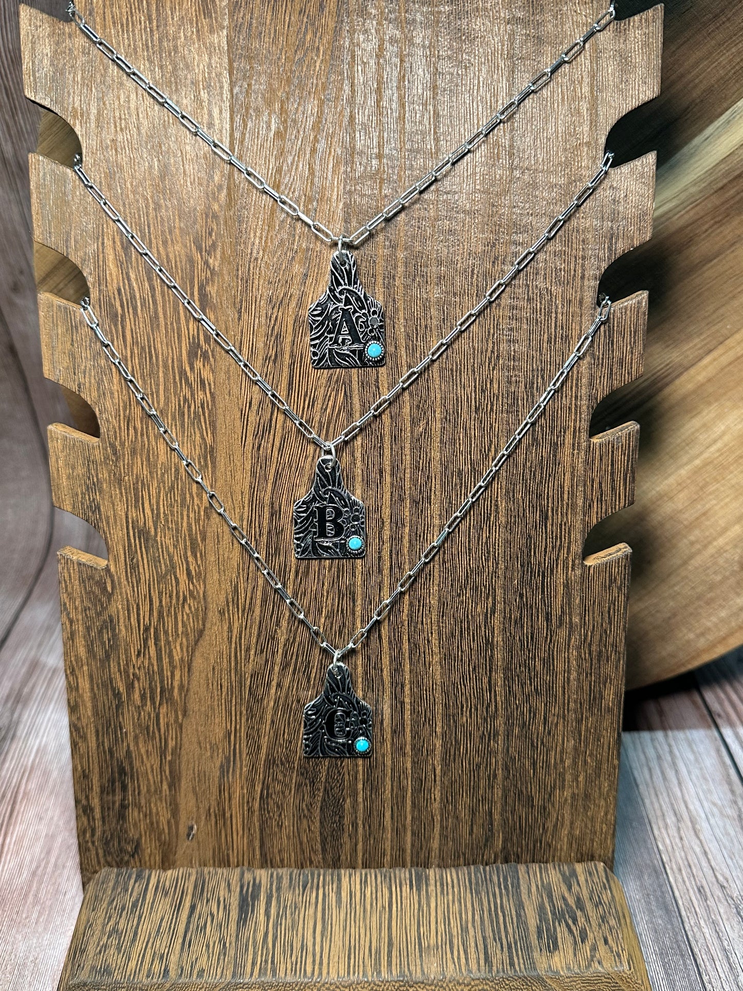 Initial Ear Tag Necklace