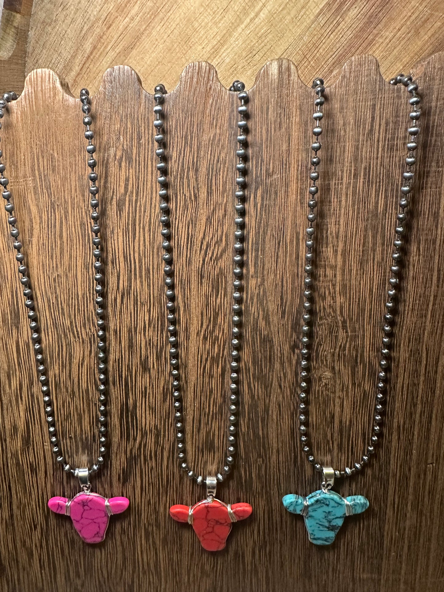 Western Cow Head Pendant Necklace