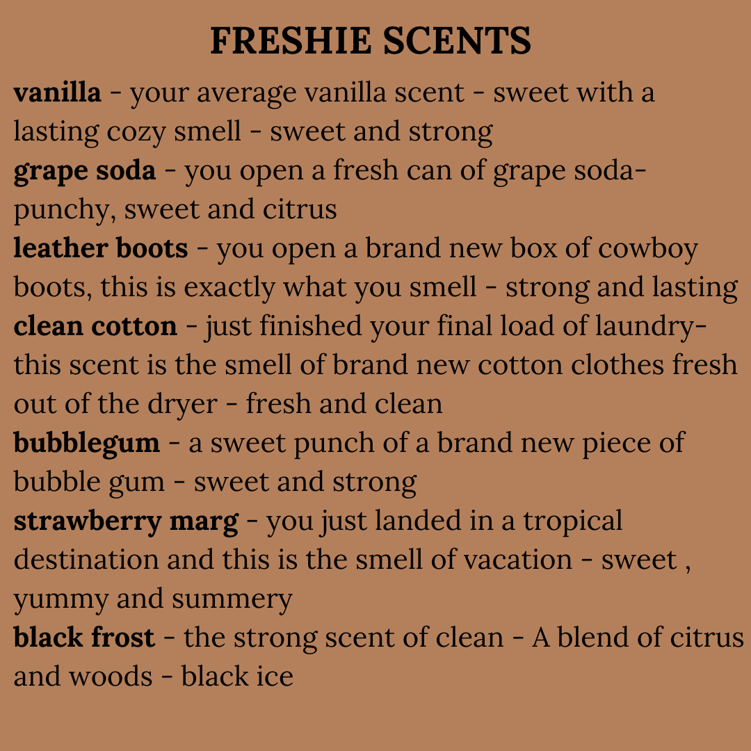 Car Freshies - Styles 8-14