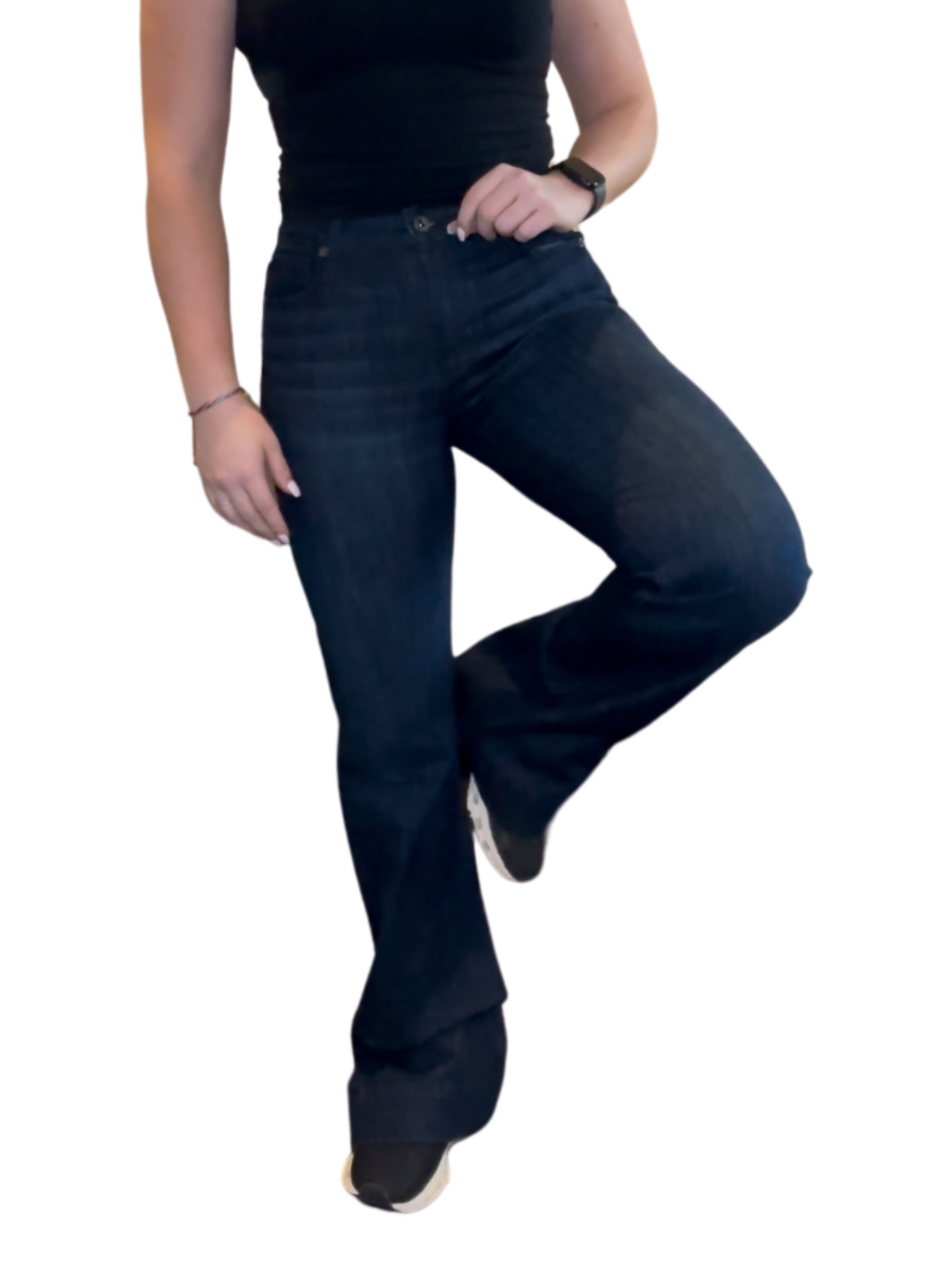 BELLA : Trouser Flare (Deep Ocean) Navy Stitch Haala Denim