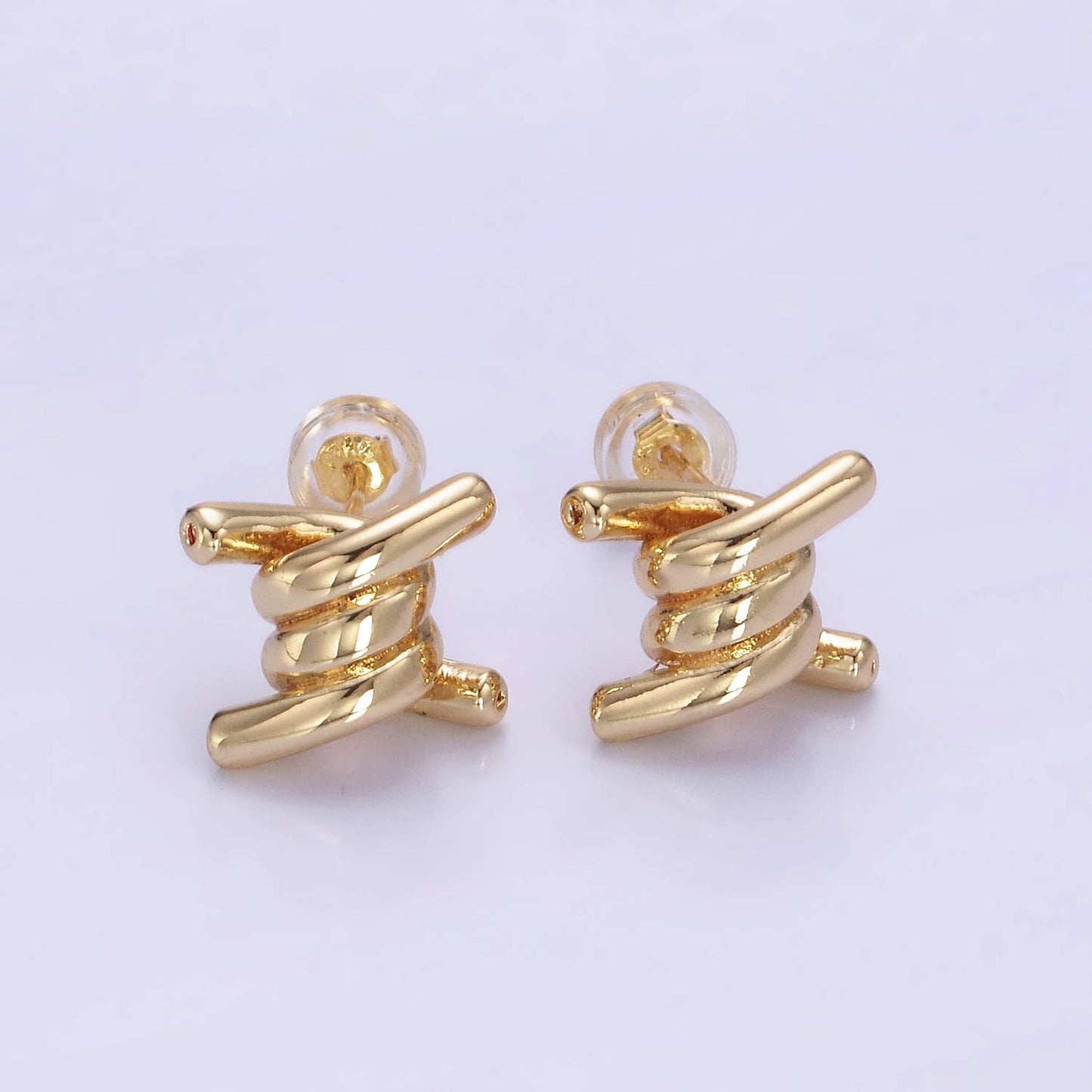 Gold Filled Twist Band Minimalist Stud Earrings | V539