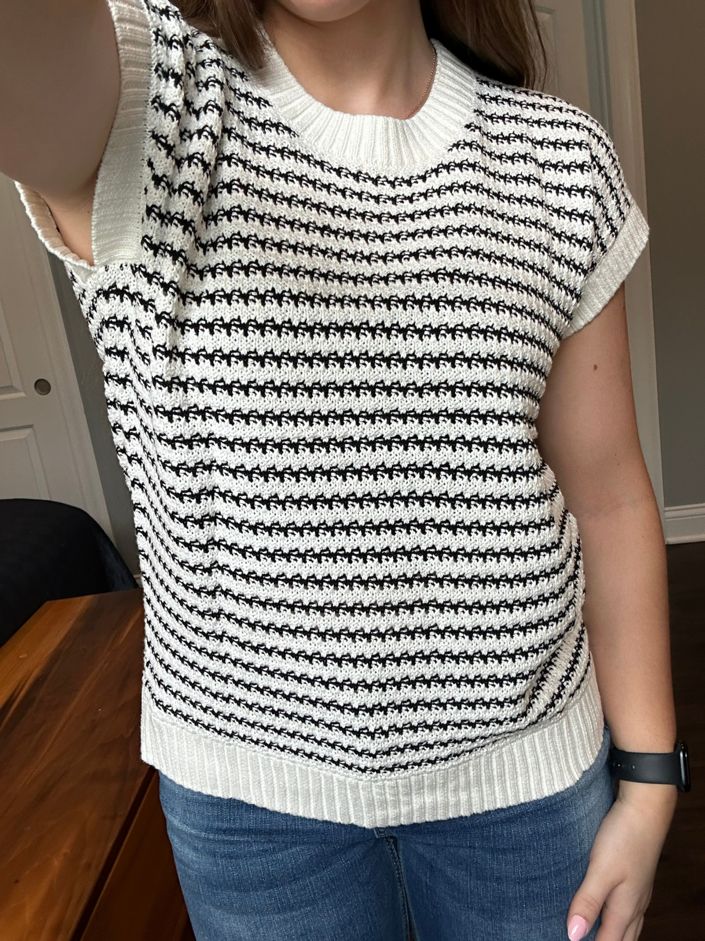Stripe Contrast Trim Knit Dolman sweater vest *TWO COLORS*