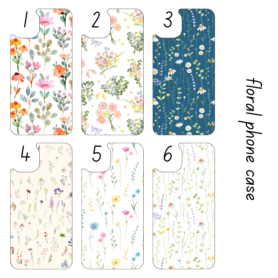 Floral Design pressed phone case *6OPTIONS *15SIZES