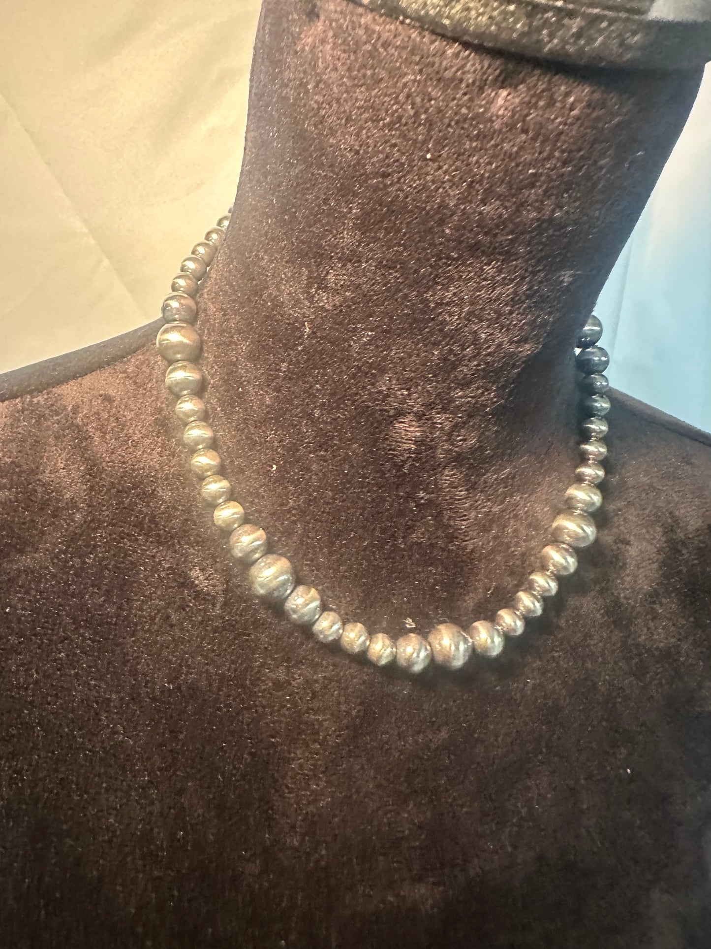 8-12mm graduated sterling silver pearl necklace