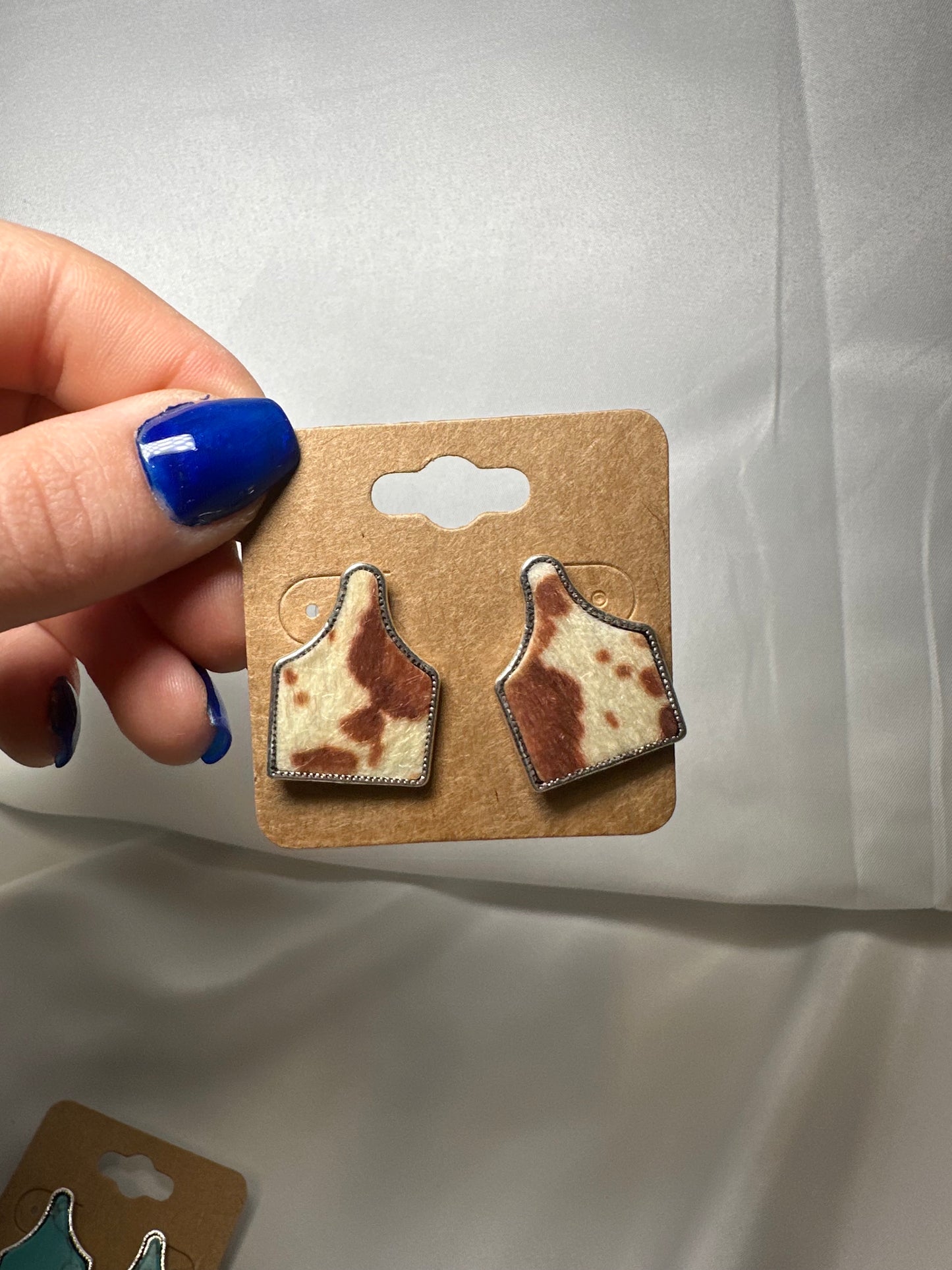 Western Cattle Tag Stone Stud Earrings