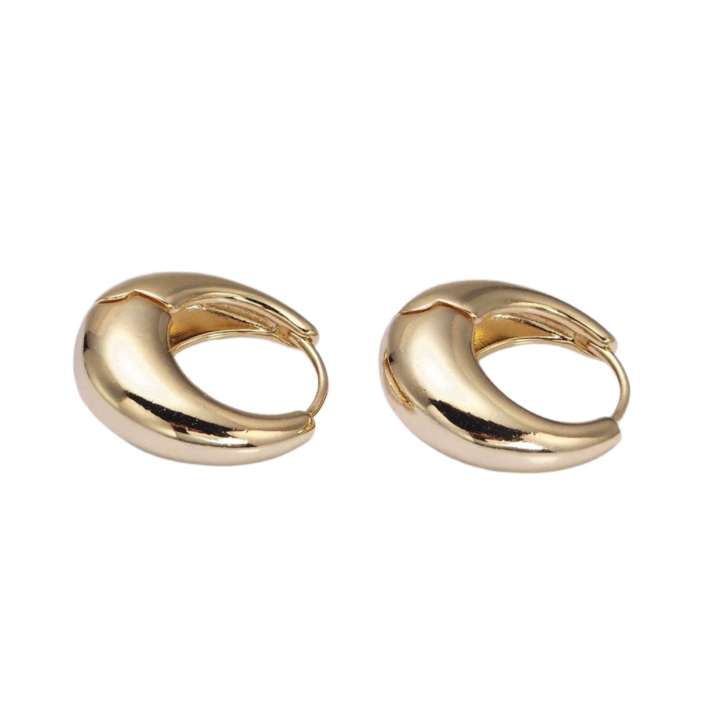 Gold Filled 19mm Chubby Dome Minimalist Huggie Earrings 14K