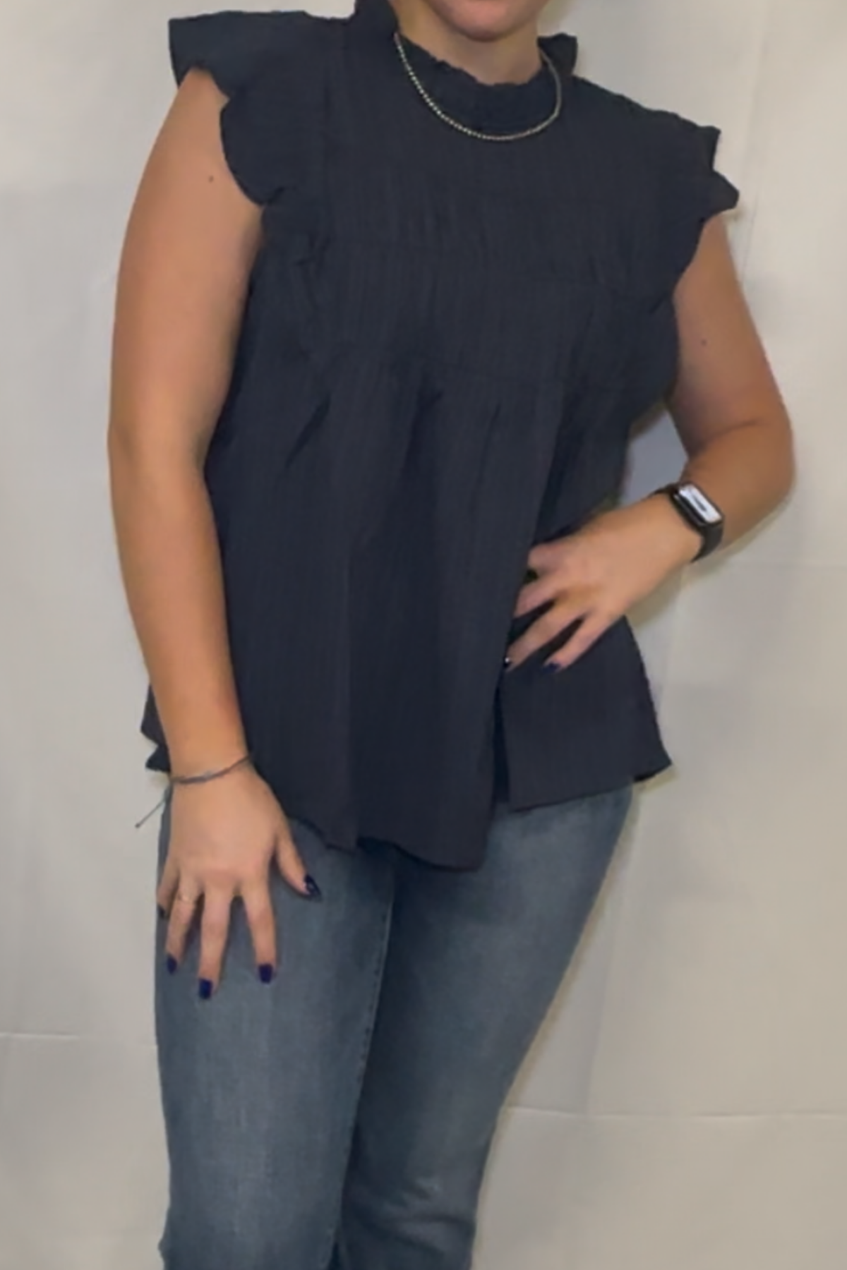 Crinkle Woven Top W/ Flutter Short Sleeve *2COLORS