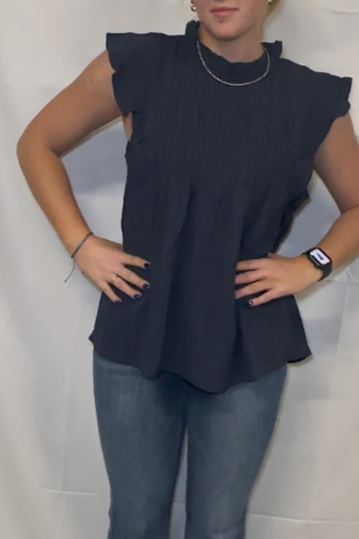 Crinkle Woven Top W/ Flutter Short Sleeve *2COLORS