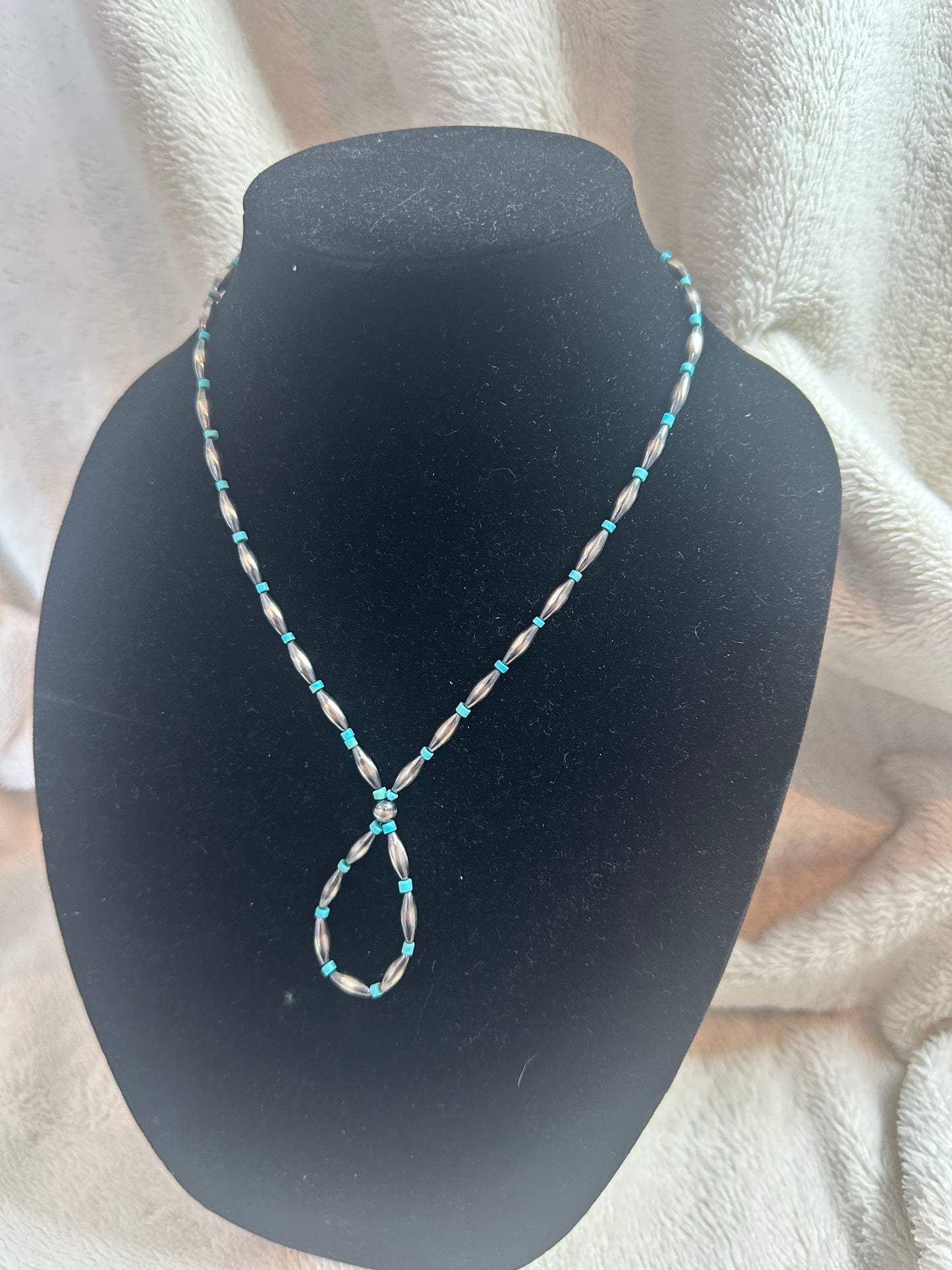 navajo style torpedo lasso necklace x turquoise spacers