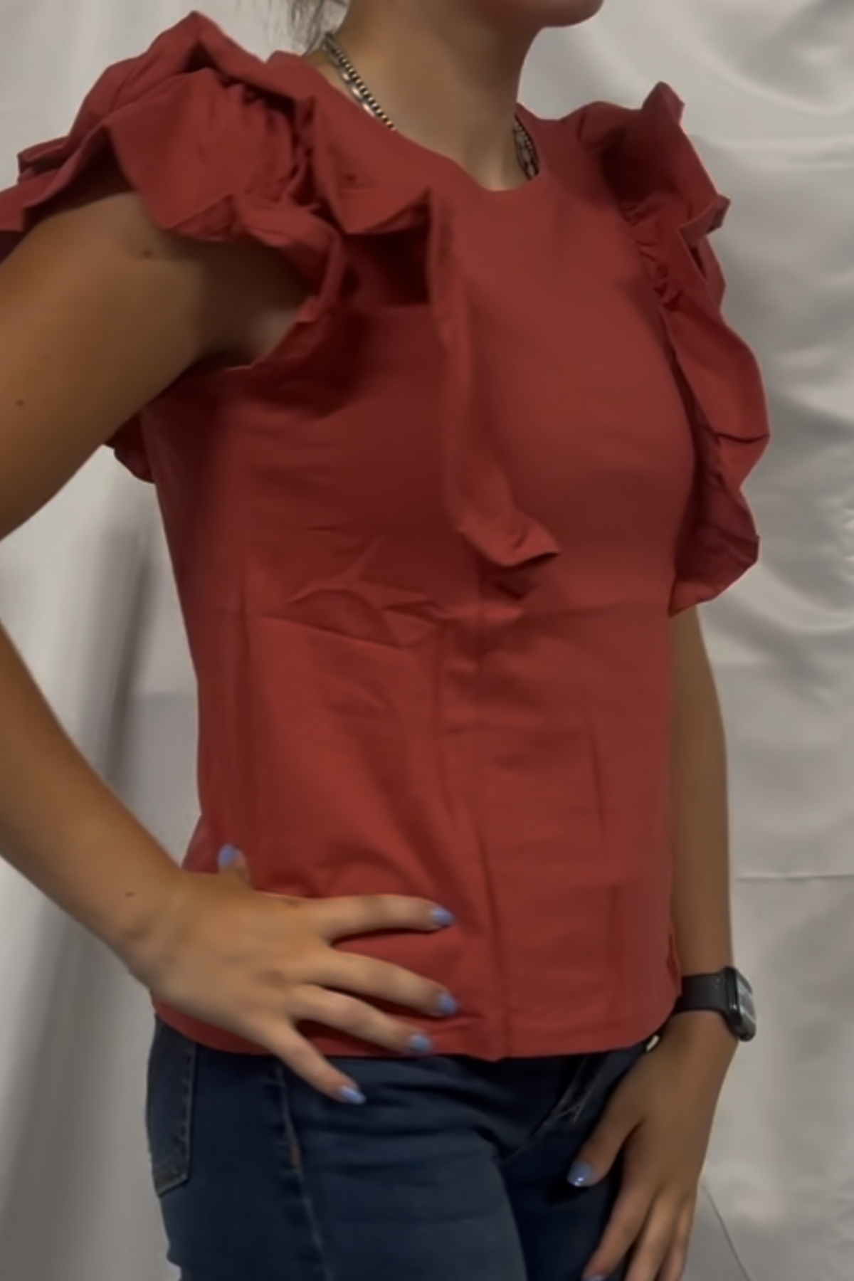 Ruffled Short Sleeve Top