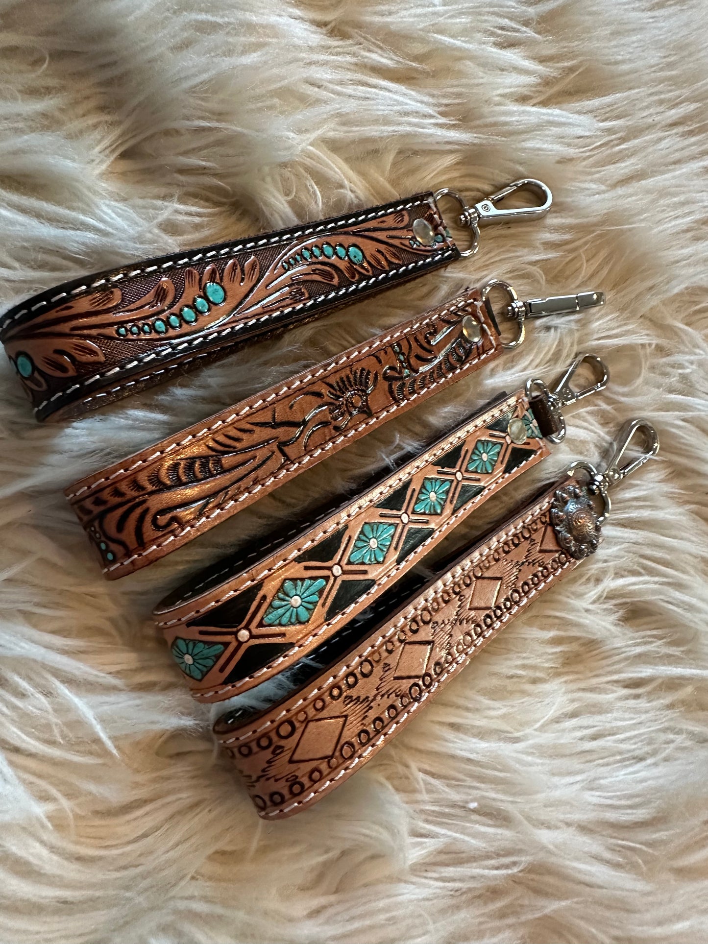 Tooled Leather Keychain