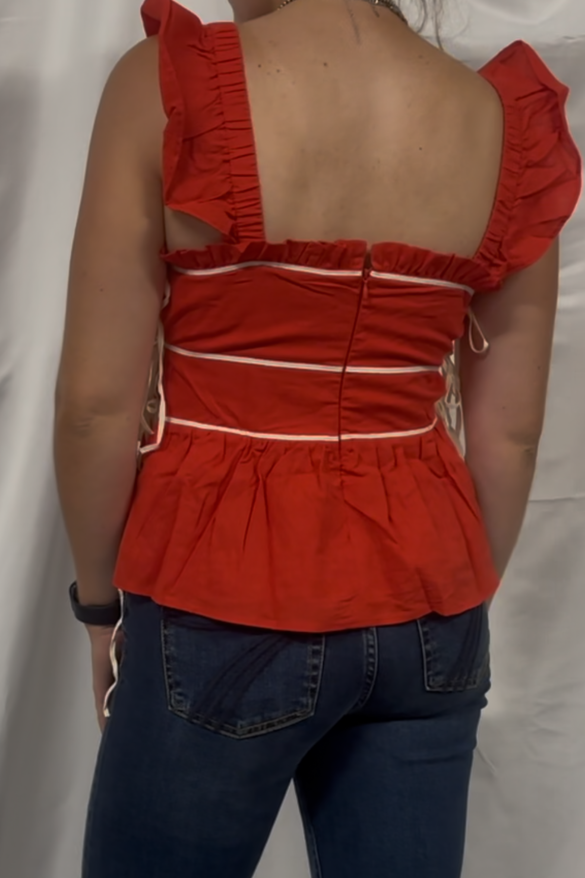 Ruched Detail Ruffled Straps Top