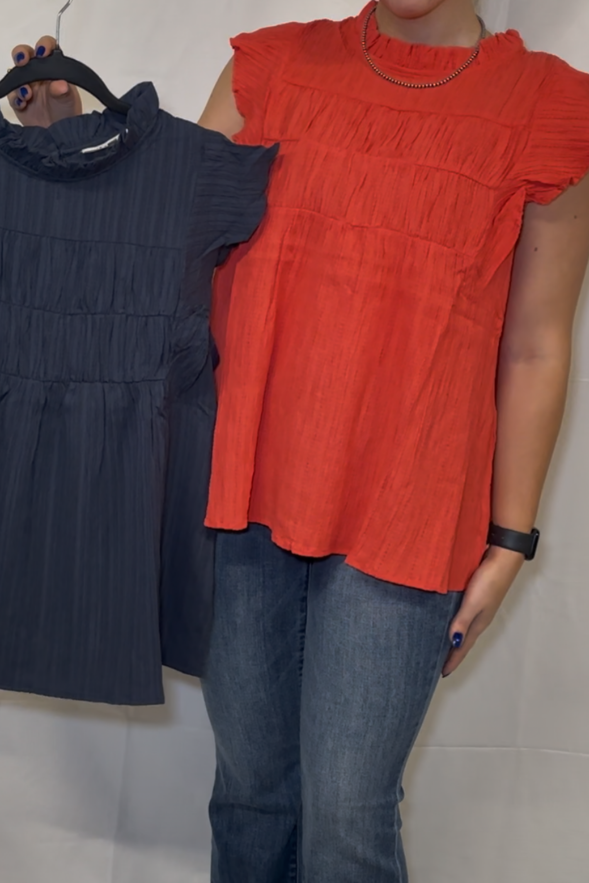 Crinkle Woven Top W/ Flutter Short Sleeve *2COLORS