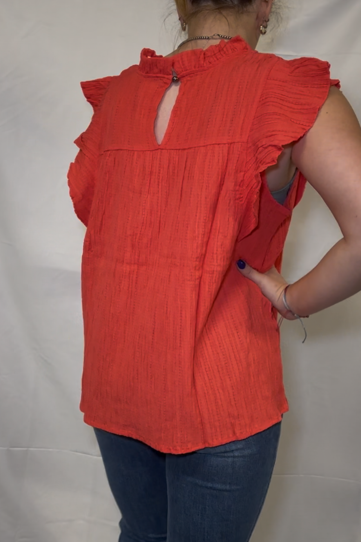 Crinkle Woven Top W/ Flutter Short Sleeve *2COLORS