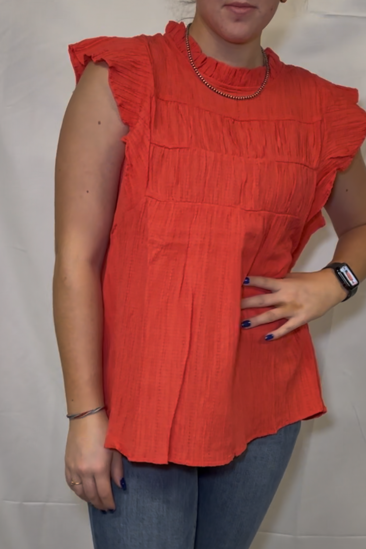 Crinkle Woven Top W/ Flutter Short Sleeve *2COLORS