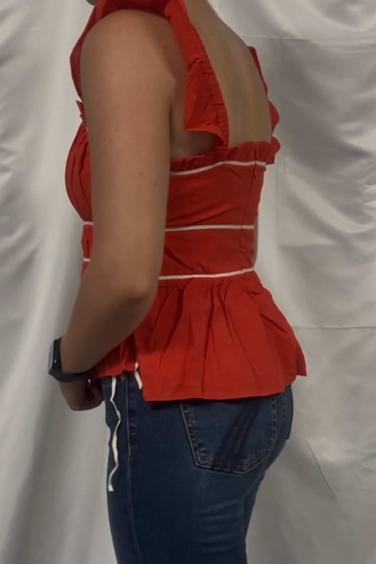 Ruched Detail Ruffled Straps Top