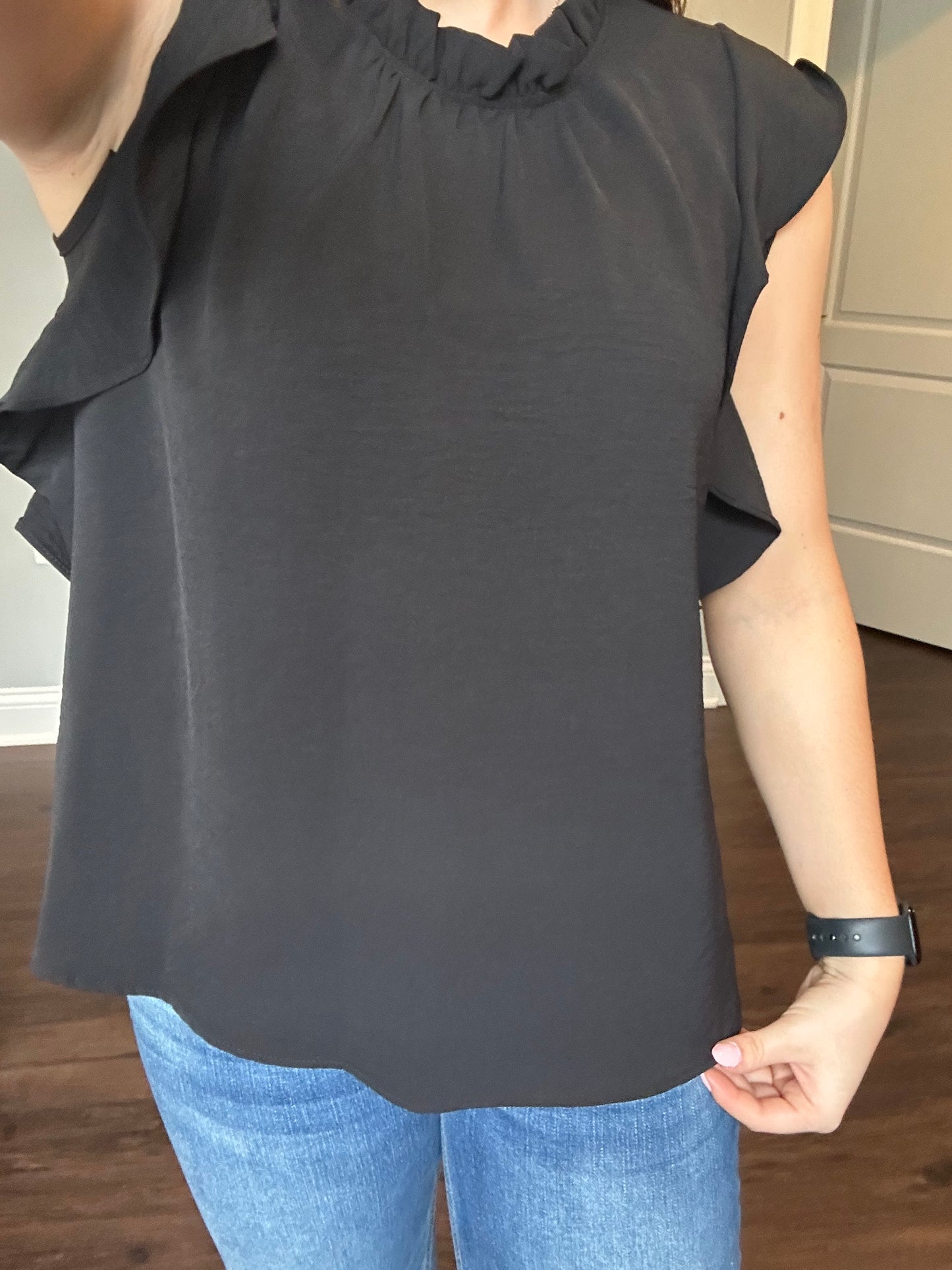 Ruffle Neck Solid Blouse *5COLORS