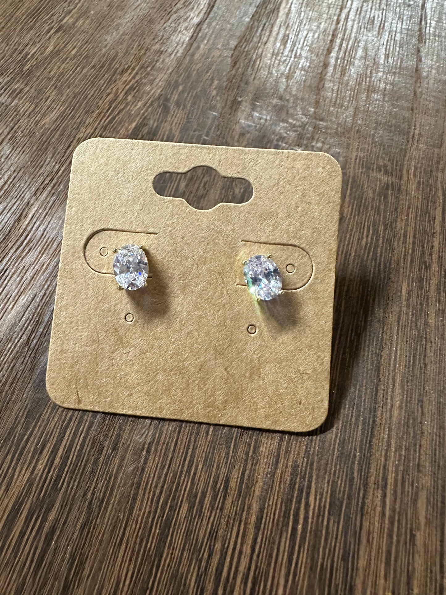 Gold Filled 8mm Clear CZ Oval Bezel Stud Earrings | AE899