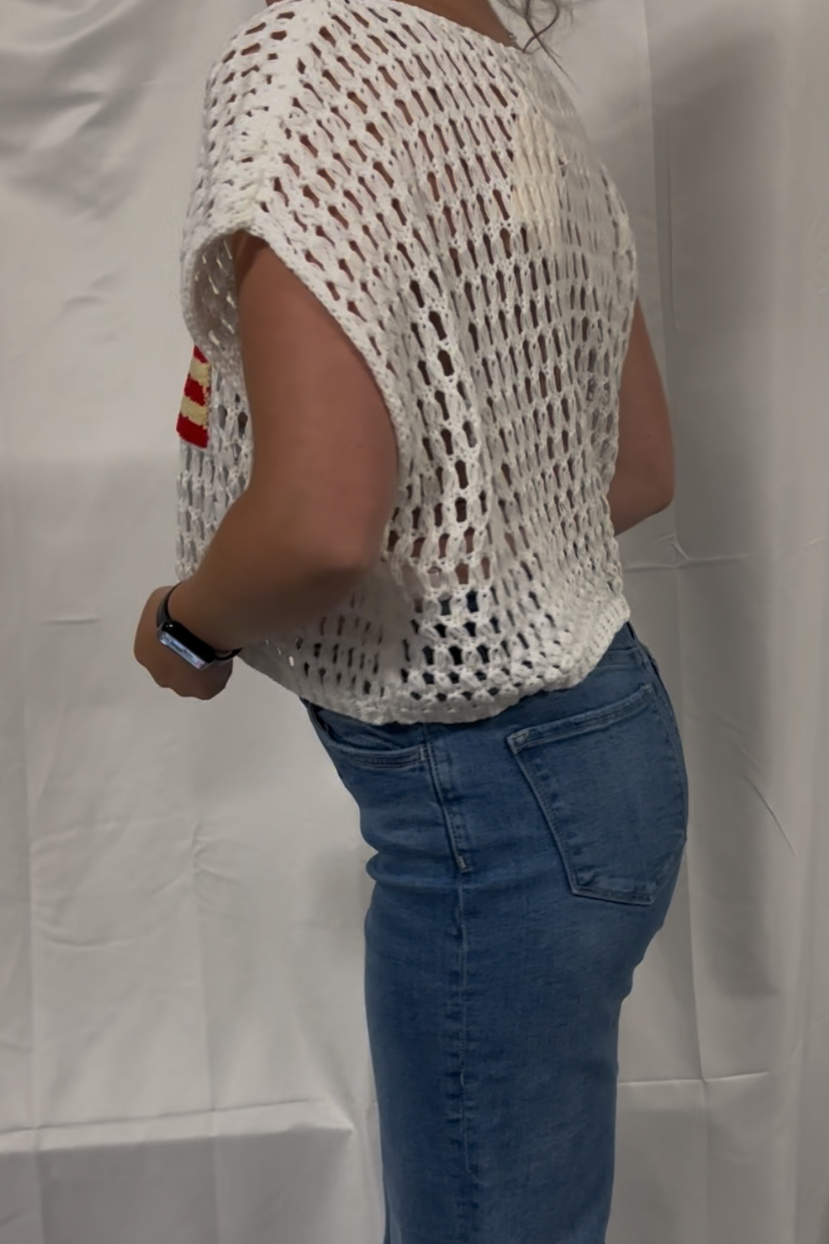 Fourth Of July America Flag Crochet Sweater Dolman