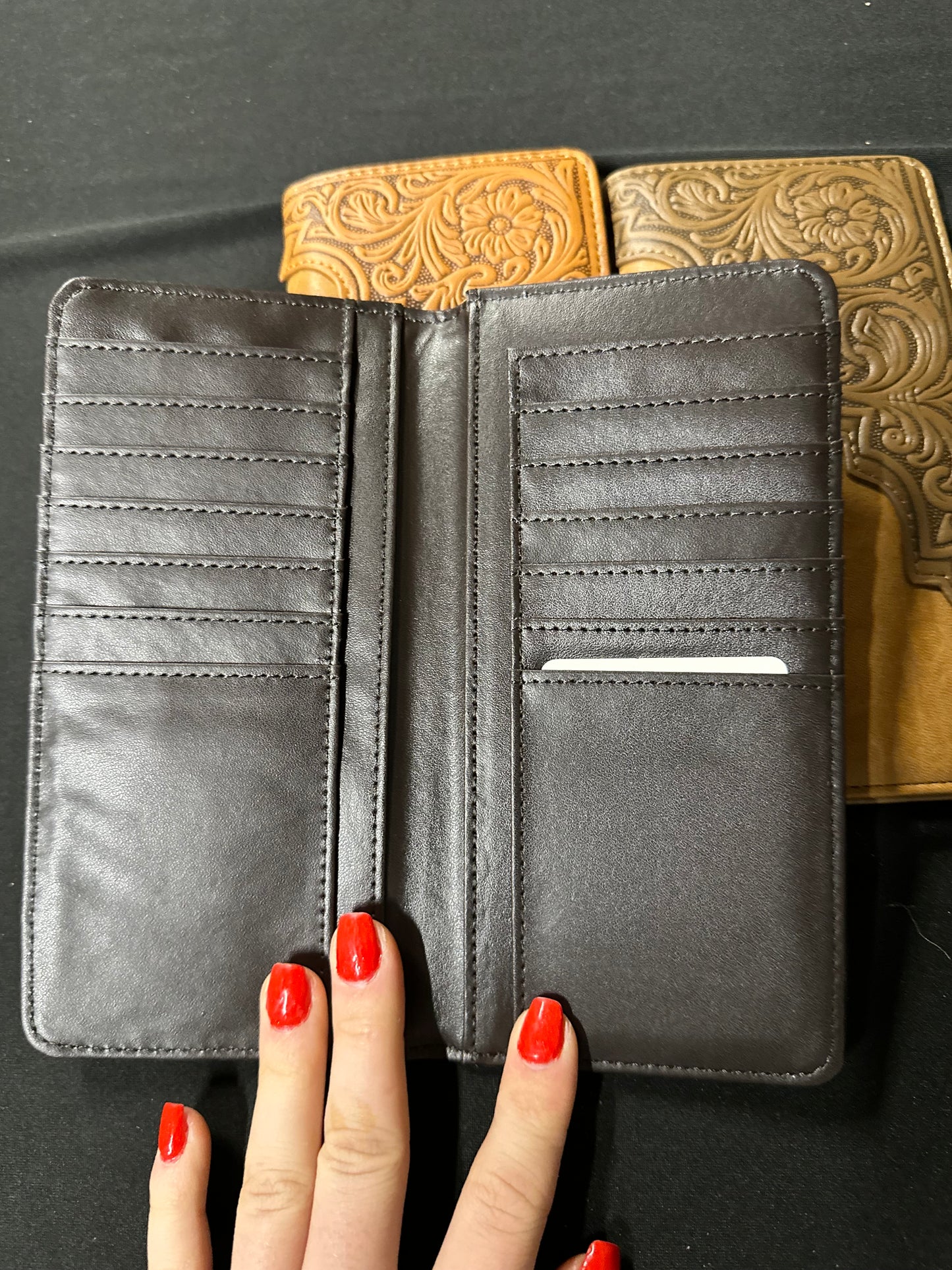 Embossed Floral Men's Bifold Long PU Leather Wallet