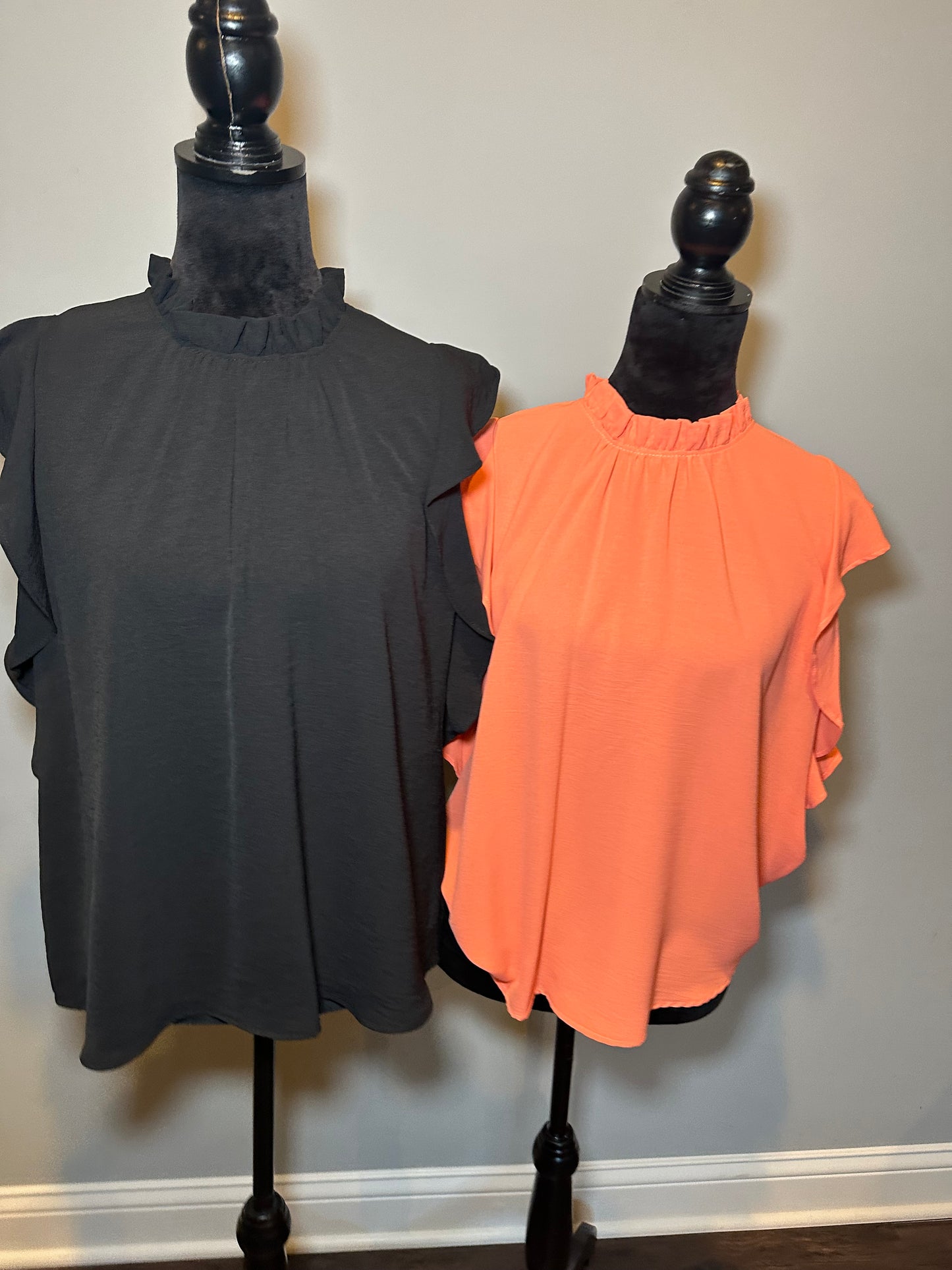 Ruffle Neck Solid Blouse *5COLORS