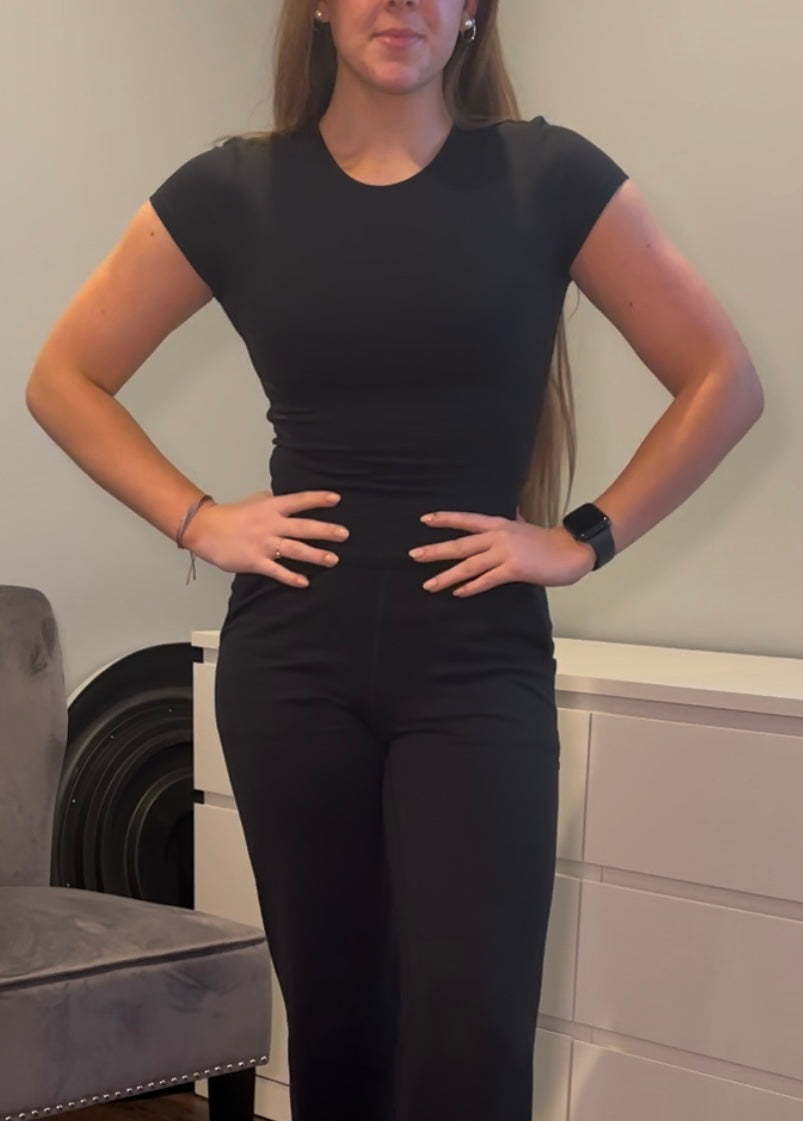 Tessa Crew Neck Sculpting Short Sleeve Active Top T-Shirt